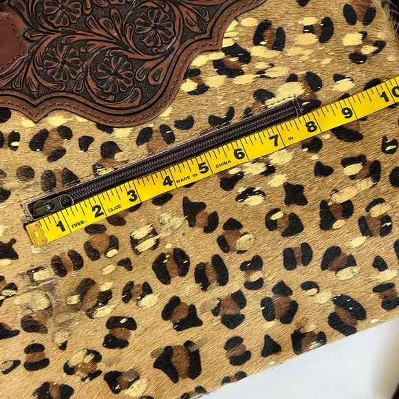 American Darling Cheetah Print & Gold Fringed Cowhide & Leather Purse /Tote Bag - Picture 13 of 15